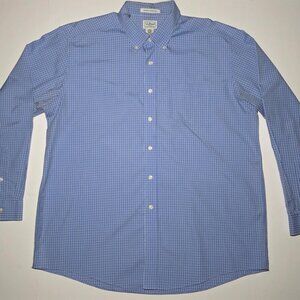 L.L. Bean Mens Blue Black White Checkered LongSleeve Button Up Shirt Size XL-Reg
